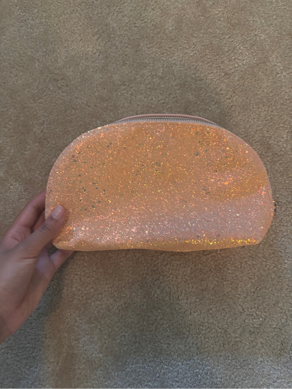 Sparkling Pink Glitter Dome Cosmetic/Clutch Bag - Women's Accessory